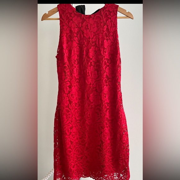 Sam Edelman | Dresses | Sam Edelman Bow Back Lace Sheath Dress In Red Size  8 Nwot | Poshmark